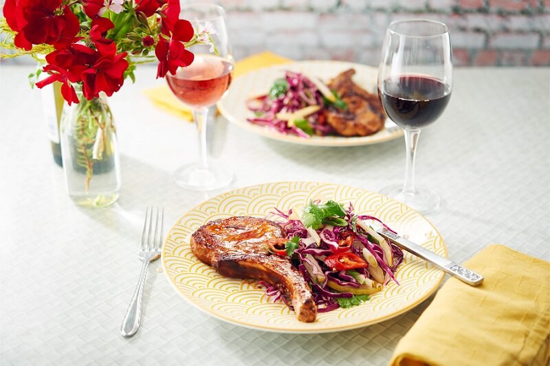 BBQ Pork Cutlets with Nashi Slaw